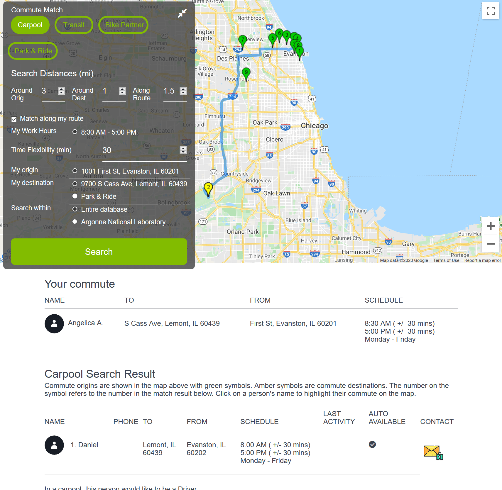 commute with Argonne Carpool Connect