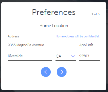 Home location form