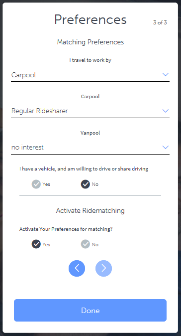 Matching preferences form